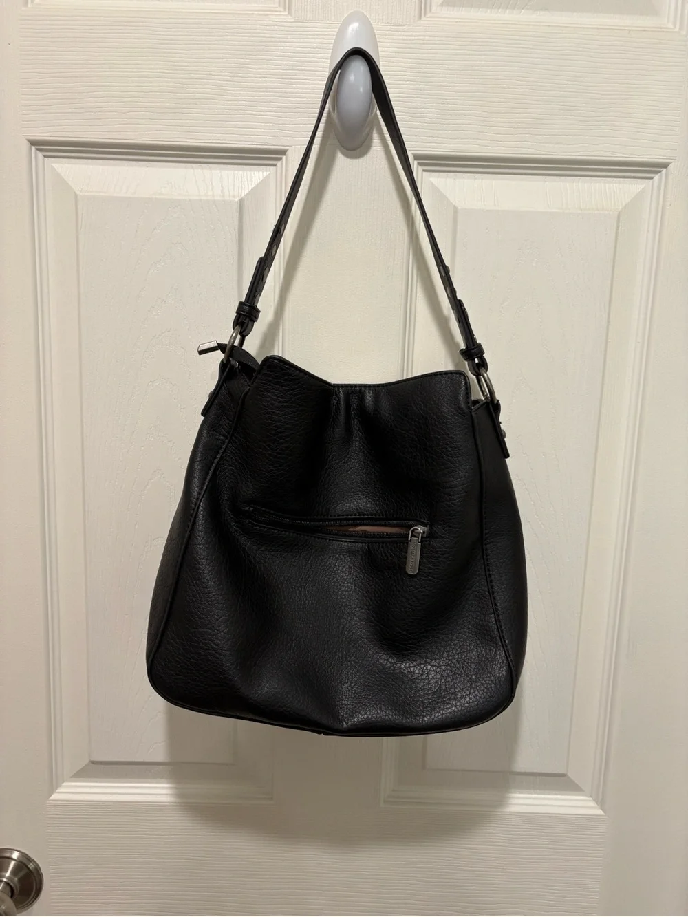 MONTANA WEST Black Pebbled Leather Hobo with Stud Detailing